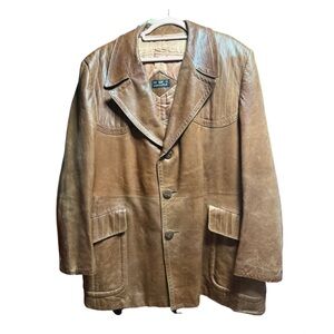 Vintage Cortegiel 1970s Brown Tan Leather Jacket
